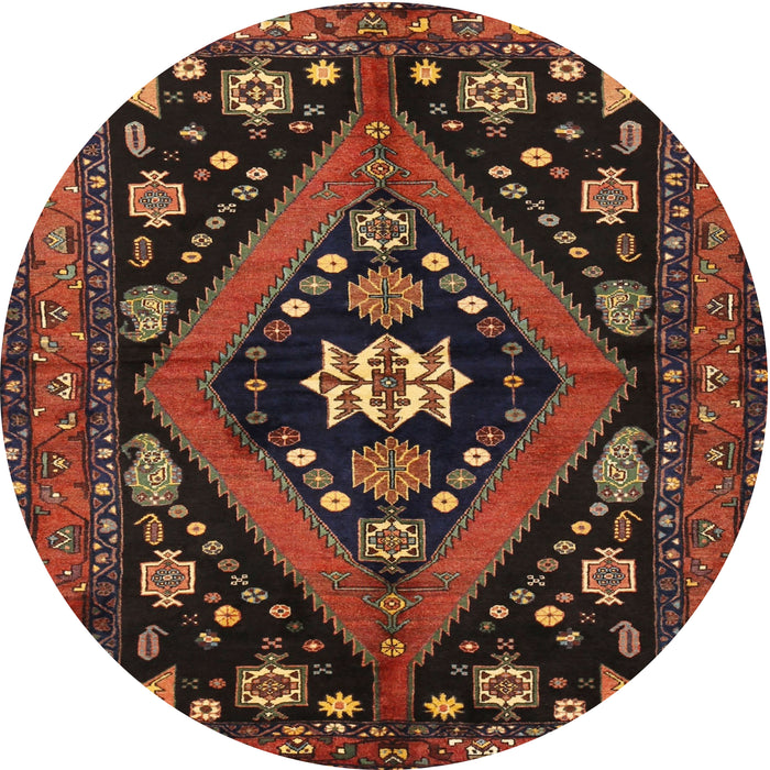 Round Traditional Sienna Brown Persian Rug, tr2586