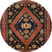 Round Traditional Sienna Brown Persian Rug, tr2586