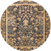 Round Traditional Dark Brown Animal Rug, tr2587