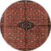 Square Machine Washable Traditional Saffron Red Rug, wshtr2588