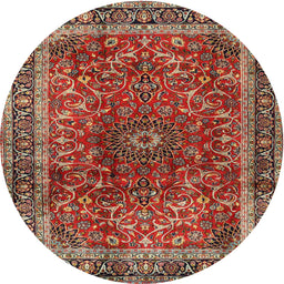 Square Machine Washable Traditional Tomato Red Rug, wshtr2589