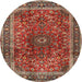 Square Machine Washable Traditional Tomato Red Rug, wshtr2589