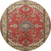 Round Traditional Red Medallion Rug, tr258