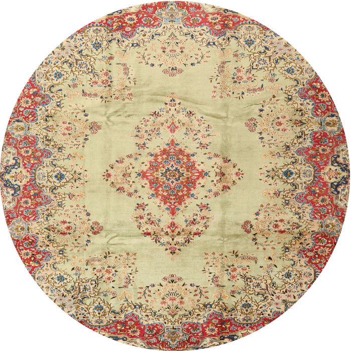 Round Traditional Brown Gold Persian Rug, tr2590