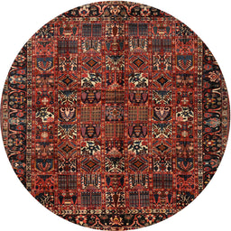 Square Machine Washable Traditional Sienna Brown Rug, wshtr2591