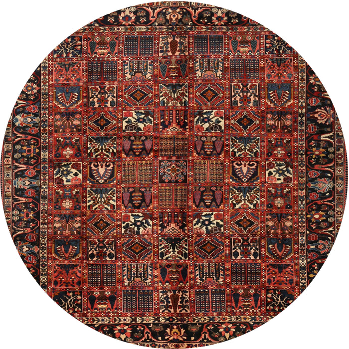 Round Traditional Sienna Brown Persian Rug, tr2591