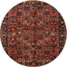 Round Traditional Sienna Brown Persian Rug, tr2591