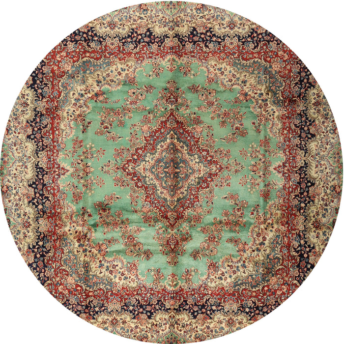 Round Traditional Chestnut Brown Persian Rug, tr2592