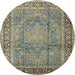 Round Traditional Gray Persian Rug, tr2593