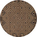 Round Traditional Dark Gold Brown Southwestern Rug, tr2594