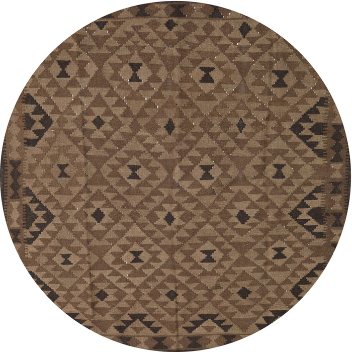 Square Machine Washable Traditional Dark Gold Brown Rug, wshtr2594
