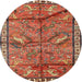 Round Traditional Brown Animal Rug, tr2595