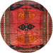 Round Traditional Red Persian Rug, tr2596