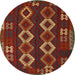 Round Traditional Reddish Brown Southwestern Rug, tr2597