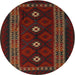 Round Traditional Dark Brown Southwestern Rug, tr2599