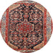 Round Traditional Saffron Red Persian Rug, tr259