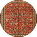 Round Traditional Red Persian Rug, tr2600