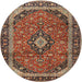 Round Traditional Saffron Red Persian Rug, tr2603