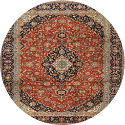 Square Machine Washable Traditional Saffron Red Rug, wshtr2603