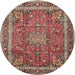 Round Traditional Camel Brown Persian Rug, tr2604