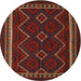 Round Traditional Dark Sienna Brown Persian Rug, tr2605