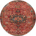 Round Traditional Red Persian Rug, tr2606