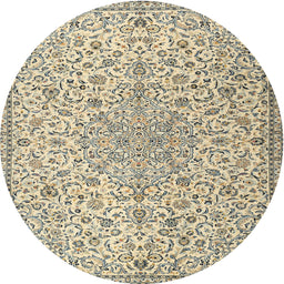 Round Traditional Khaki Gold Persian Rug, tr2607