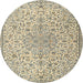 Round Traditional Khaki Gold Persian Rug, tr2607