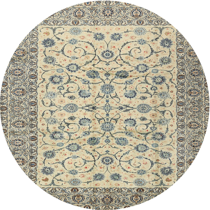 Round Traditional Khaki Gold Persian Rug, tr2608