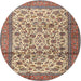 Round Traditional Chestnut Brown Persian Rug, tr2609
