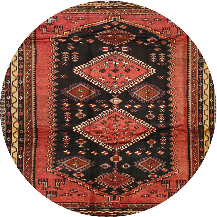 Round Traditional Saffron Red Persian Rug, tr2610