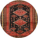 Round Traditional Saffron Red Persian Rug, tr2610