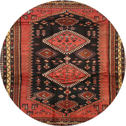 Square Machine Washable Traditional Saffron Red Rug, wshtr2610