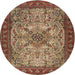 Round Traditional Saffron Red Persian Rug, tr2613