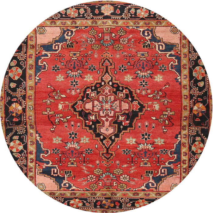 Round Traditional Rust Pink Persian Rug, tr2615