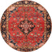 Round Traditional Rust Pink Persian Rug, tr2615