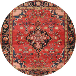 Square Machine Washable Traditional Rust Pink Rug, wshtr2615