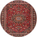 Round Traditional Rust Pink Persian Rug, tr2618