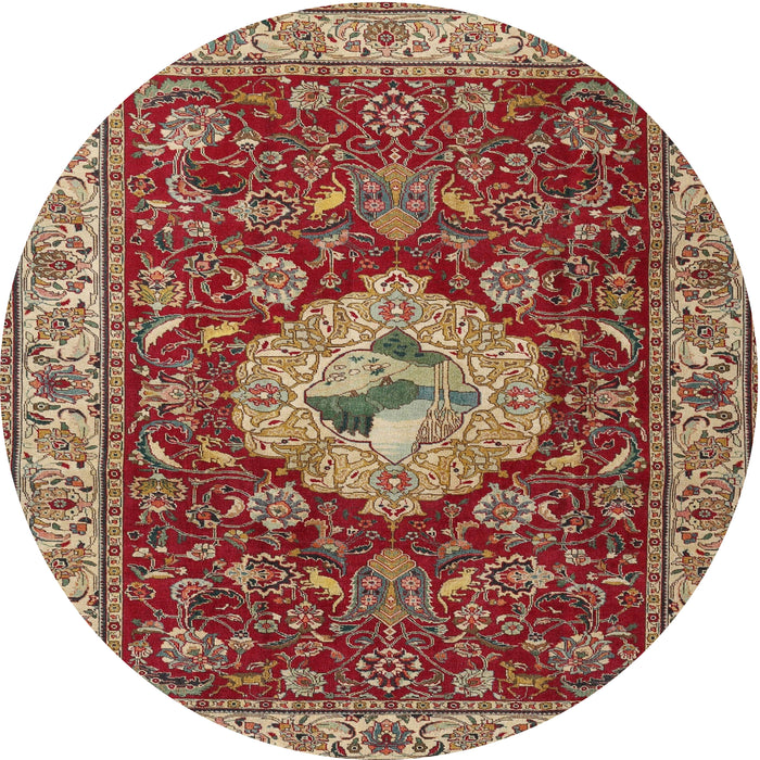 Round Traditional Red Persian Rug, tr2619