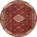 Round Traditional Orange Salmon Pink Medallion Rug, tr2621