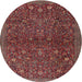 Square Machine Washable Traditional Dark Almond Brown Rug, wshtr2623