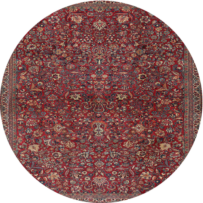 Round Traditional Dark Almond Brown Persian Rug, tr2623
