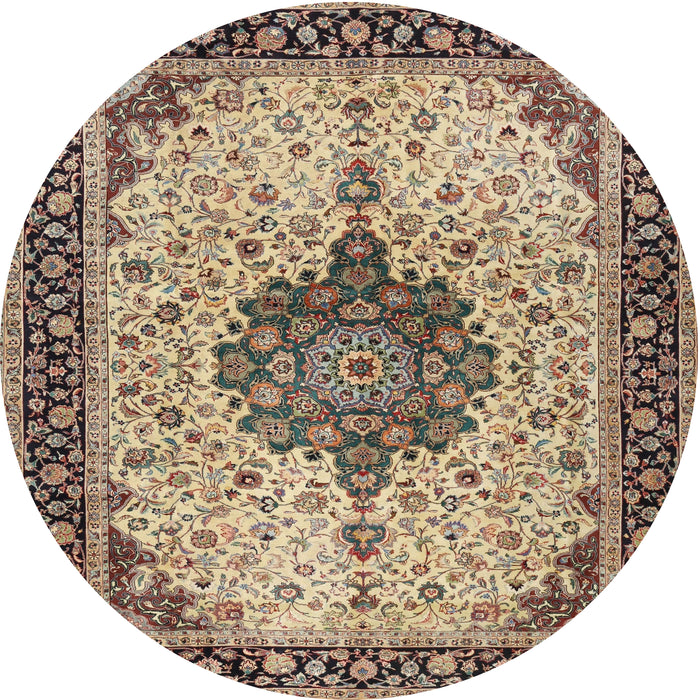 Round Traditional Reddish Brown Medallion Rug, tr2625