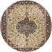 Round Traditional Reddish Brown Medallion Rug, tr2625