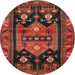 Round Traditional Sienna Brown Persian Rug, tr2627