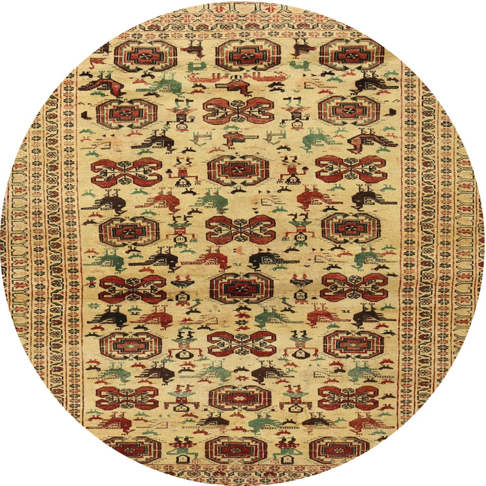 Round Traditional Mahogany Brown Persian Rug, tr2629