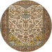 Round Traditional Sangria Brown Persian Rug, tr2630