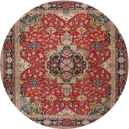 Square Machine Washable Traditional Tomato Red Rug, wshtr2631