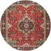 Square Machine Washable Traditional Tomato Red Rug, wshtr2631