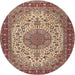 Square Machine Washable Traditional Brown Red Rug, wshtr2632